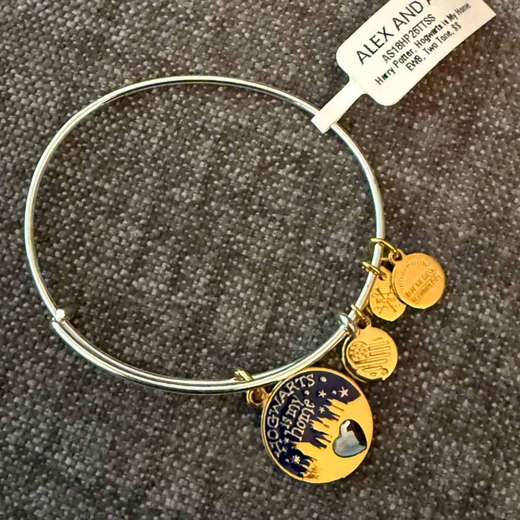 Alex And Ani Silver Bangle With Gold Hogwarts Charms